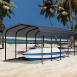 Chilihom Car Port Metal Carport 12 ×20 FT Heavy Duty Carport Kit, Metal Garage Carport Canopy with Galvanized Steel Frame and Roof, Car Tent Shelter Outdoor Storage Shed for Boats and Truck, Charcoal Chilihom