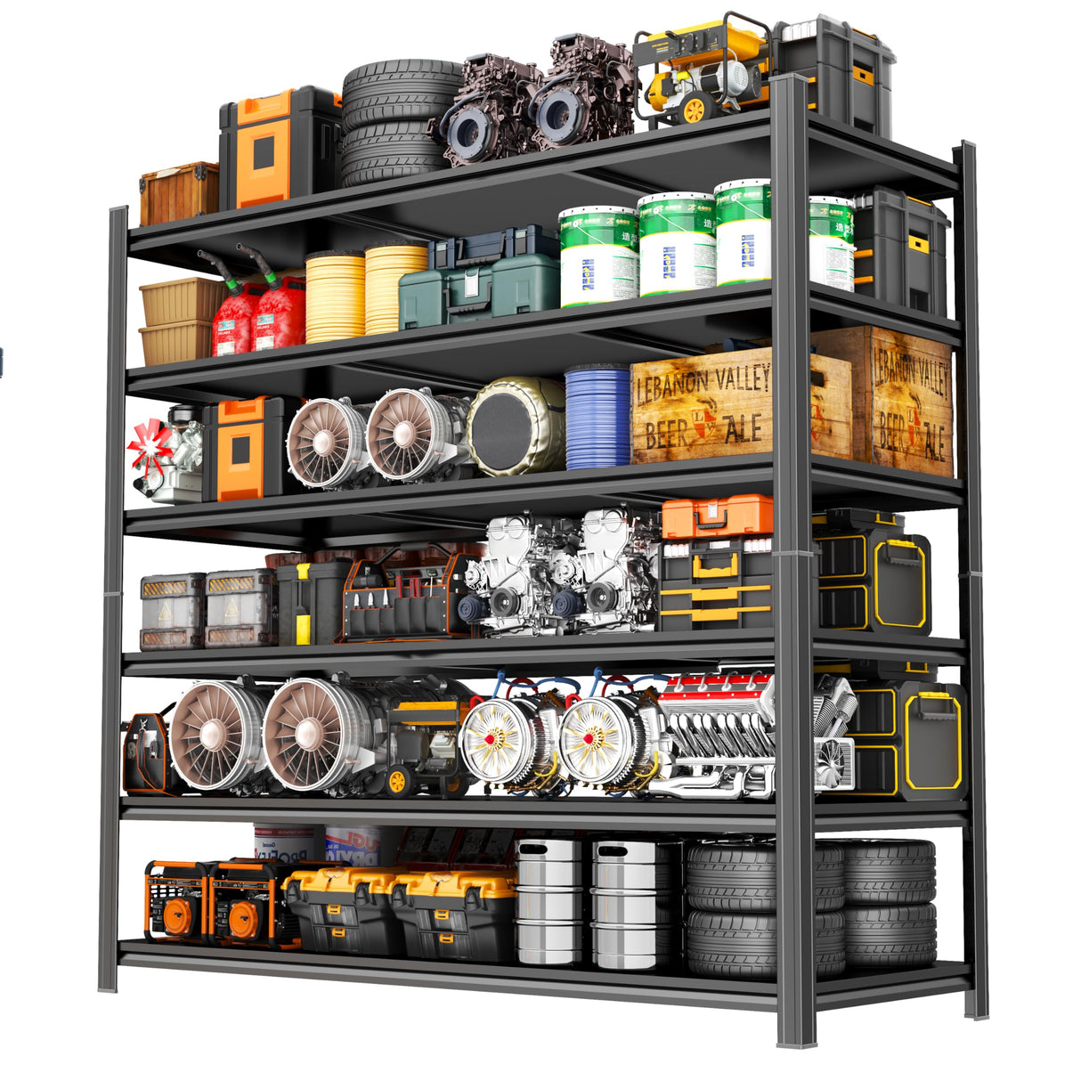 PRESTELION 6 Tier Metal Garage Shelving Heavy Duty 3500Lbs Adjustable Storage Shelves Unit Garage Storage Shelves Utility Storage Rack Shelf for Basement, Commercial, Warehouse, Industrial, Black PRESTELION