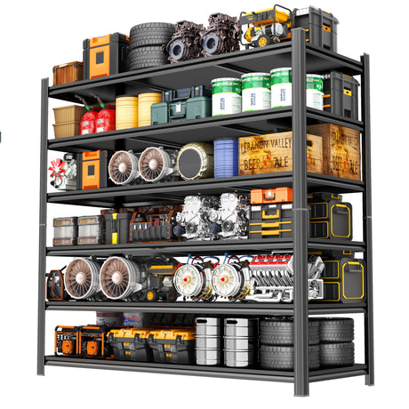 PRESTELION 6 Tier Metal Garage Shelving Heavy Duty 3500Lbs Adjustable Storage Shelves Unit Garage Storage Shelves Utility Storage Rack Shelf for Basement, Commercial, Warehouse, Industrial, Black PRESTELION