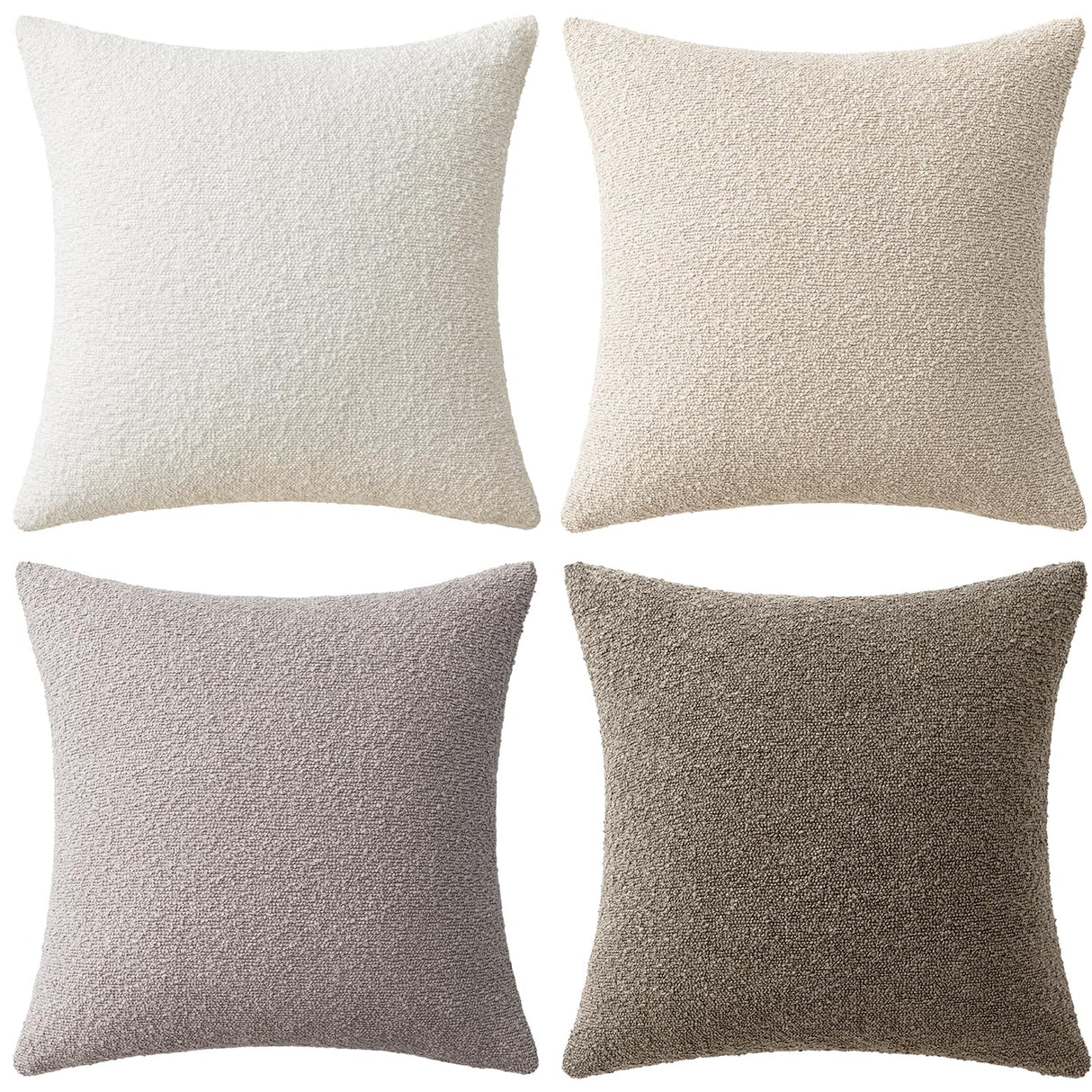 MIULEE Pack of 4 Decorative Textured Boucle Throw Pillow Covers 18x18 Inch Neutral Accent Solid Pillow Cases Soft Couch Cushion Covers for Modern Farmhouse Boho Chair Sofa Bed Livingroom Home Decor MIULEE