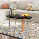 Funecy Oval Coffee Table Low Table with 4 Solid Wood Sturdy Legs, Floor Table Desk for Sitting on The Floor, Storage and Living Room Furniture (Black) Funecy