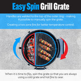 SnS Grills Patented Slow ‘N Sear® Kettle Grill with Deluxe Insert and Easy Spin Grate for Two-Zone Charcoal Grill Cooking, Low ‘N Slow Smoking and BBQing - Black 22-Inch Slow 'N Sear