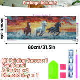 SKRYUIE 5D Large Diamond Painting Kits Horse - DIY Diamond Art Kits for Adults Animal, Full Round Drill - Crystal Embroidery Cross Stitch - Craft for Wall & Office Decor - 12x30 inch / 30x80 cm SKRYUIE
