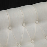 HOMCOM Upholstered Armless Fabric Loveseat with Button Tufted Design for Living Room with Wood Legs, Cream White HOMCOM