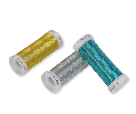 Simthreads 6 Assorted Colors Metallic Machine/Hand Embroidery Thread 200 Yards Ea for Janome Brother Pfaff Babylock Singer Bernina Husqvaran & Most Home Embroidery Machines Special Embroidery Designs Simthread
