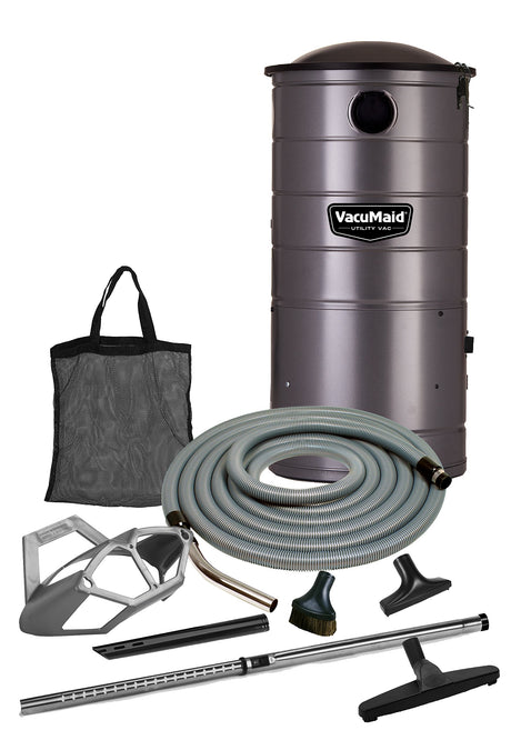 VacuMaid UV150GKP Extended Life Professional Wall Mounted Utility Vacuum with 50ft. Garage Kit Pro (Unit and Kit) VacuMaid