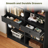 IRONCK Bookcase and Bookshelves, 70" Tall Bookshelf Floor Standing 6 Tiers Display Storage Shelves, Book Shelf with Drawers for Home Office, Living Room, Bedroom, Library, Black IRONCK