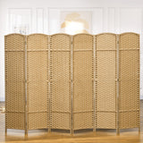 HOMCOM Room Divider, 6 Panel Folding Privacy Screen, 5.6' Tall Freestanding Wall Partition for Home Office, Bedroom, Nature Wood HOMCOM