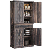 YITAHOME 72'' Farmhouse Kitchen Pantry, Wood Kitchen Storage Cabinets with Drawer and Adjustable Shelves, Kitchen Versatile Storage for Kitchen, Dining Room, Living Room, Dark Rustic Oak YITAHOME