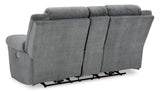 Signature Design by Ashley Tip-Off Modern Wall Hugger Power Reclining Loveseat with Adjustable Headrest, USB Ports, Storage and Cup Holders, Gray Signature Design by Ashley