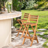 Christopher Knight Home Tundra Outdoor Foldable Wood Barstool Set, 2-Pcs Set, Natural Christopher Knight Home