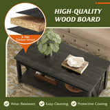 WLIVE Coffee Table, 43" Living Room Coffee Table with Storage Shelf, Center Table for Living Room, Bedroom, Office and Balcony, Black WLIVE