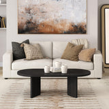 Henn&Hart 48" Wide Oval Coffee Table in Black Grain, for Home, Living Room, Bedroom, Entertainment or Office Henn&Hart