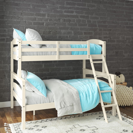 DHP Brady Wood Bunk Bed Frame, Twin Over Full, White DHP