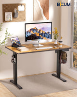 Standing Desk Electric Adjustable Computer Desk-Stand up Desk Office Gaming Home Office Memory Desks 48x24 inches Black Frame/Rustic Brown Top BIZUM