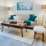 Mela Artisans Whitewash Wood Candle Holders for Pillar Candles Set of 3 | Willow Decor Style for Mantles | White Mango Wood Farmhouse Candle Holders | Rustic Wooden Candleholder | Sized 6", 9" and 12" Mela Artisans