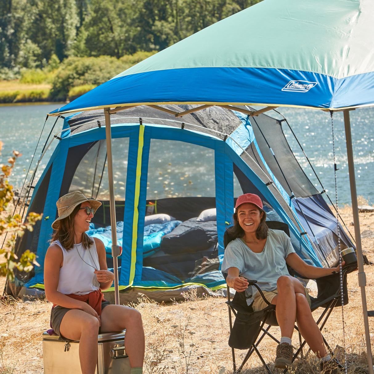 Coleman Oasis Instant Pop-Up Canopy Tent with Side Wall Attachment, 10x10ft Portable Shelter with Simple Setup & Takedown, Wheeled Carry Bag Included Coleman