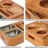 COZY HEROES Bamboo Couch Console Caddy: Ultimate Couch Cup Holder Tray, Middle-Couch Organizer, Drink Holder with Removable Magnetic Lid - Couch Center Console Perfect for Movie Nights for TV lovers COZY HEROES