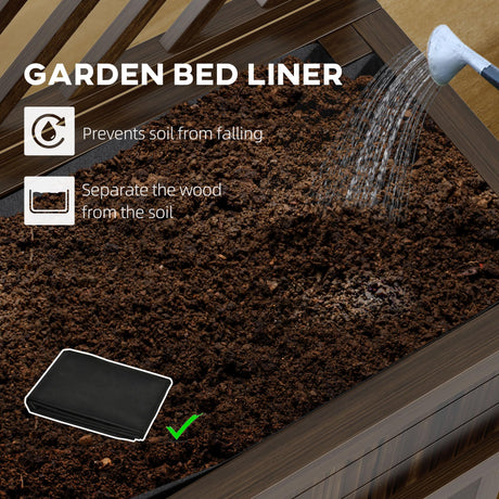 Outsunny Raised Garden Bed with Trellis for Climbing Plants, Vegetable, Grape Vines, Wood Planter with Legs, Drainage Holes and Filter for Outdoor Garden, Patio, Carbonized Outsunny