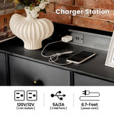 XCHAA Black Dresser with LED Lights and Power Outlet, 9 Drawers Fabric Dresser for Bedroom, Chest of Drawers for Closet, Entryway, Dressing Room, Living Room 49.6" Wide XCHAA