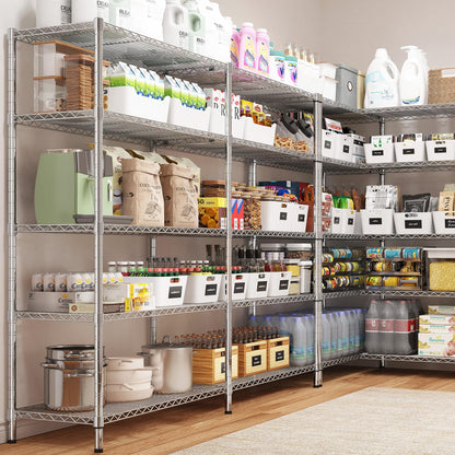 REIBII 58" W Storage Shelves Wire Shelving Load 1400LB Metal Shelves for Storage 5 Tier Heavy Duty Shelving Unit with Shelf Adjustable Garage Shelving Rack Pantry Kitchen 58" W x 59" H x 13.8 - WoodArtSupply