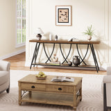 JUSTOGO 70.9" Narrow Console Table for Entryway, Industrial Long Sofa Table Behind Couch, Farmhouse Hallway Table with Storage for Living Room, Entrance, Foyer, Rustic Brown JUSTOGO