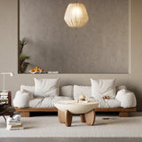 homary Round Concrete Coffee Table with Premium Walnut Ash Wood Legs, Modern Minimalist Cement Finish Center Table for Living Room homary