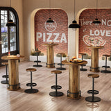 Tribesigns Round Bar Table with Chairs, Industrial Bistro Sets with 2 barstools, Pub Cocktail Table with Metal Ring Footrest for Kitchen Nook, Apartment, Small Space Tribesigns