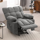 Massage Recliner Chair for Adults with Lumbar Heating Rocker Recliners with 2 Cup Holders and USB Charge Port for Living Room KWKSV