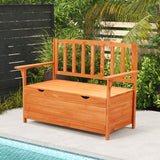 AVAWING Outdoor Storage Bench, Wooden Garden Bench Weatherproof, Patio Benches for Outside, 2-Seat Front Porch Bench, Park Bench for Deck, Lawn, Backyard(Natural) AVAWING