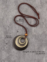 Bjesinmo Wooden Necklaces for Women Long Brown Necklaces Boho Pendant Necklace for Women Ethnic Style Wood Jewelry Necklace Bjesinmo