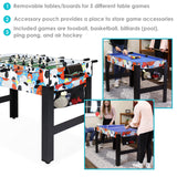 Sunnydaze 5-in-1 Multi-Game Table for Kids - Combo Game Table with Billiards, Push Hockey, Foosball, Ping Pong, and Basketball - 45-Inch - Multi-Color Sunnydaze