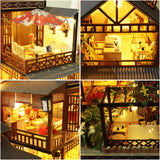 Miniature Dollhouse DIY Set with Decoration Furniture and LED Lights, 1:24 Scale DIY Wooden Dollhouse Kit with English Instructions, Birthday Gift or Party Favors (Japanese Courtyard Style) KOOMEKI