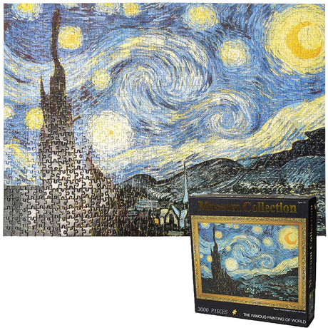 3000 Piece Jigsaw Puzzle, The Starry Night by Van Gogh Jigsaw Puzzles for Adult Reduced Pressure Toy Gift - Learning and Education Toys Gift for Adult Puzzles(45.3 x 32.3 inch) wifreo