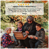 Lignotie Memory Keepsake Box - Large Wooden Box with Hinged Lid - Rustic Decorative Wood Storage Box with Chamois Leather Lining Lignotie