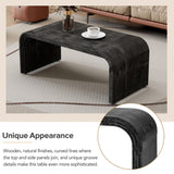 Bellemave Modern Coffee Table with Curved Art Deco Design Center Sofa Table Minimalist Cocktail Wooden Table for Living Room, Antique Black Bellemave