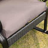 Outsunny 2 Piece Outdoor Wicker Rocking Chairs with Padded Cushions, Aluminum Furniture Rattan Porch Rocker Chairs w/Armrest for Garden, Patio, and Backyard, Gray Outsunny