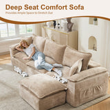 Korser 122" Sectional Couches for Living Room, Modular Boneless Couch with Deep Seat & Fluffy Cushion, Cozy Double-Layer Cushioned Sofa with Convertible Ottoman, Comfy Cloud Sofa, No Assembly Required Korser