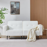 Furnify Small Loveseat for Living Room, 67" Sleeper Sofa Couch, Modern Futon with Adjustable Backrest, Comfy Two Seater Sofa for Bedroom Apartment Office, Teddy Fleece Fabric - White Furnify