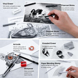 Kird Barken 33 Piece Sketching Pencil Set - 5H to 14B Pencils, Charcoal Pencils, Charcoal Sticks,Graphite Sticks,Painting tools – drawing pencil set for Beginners, Artists, Students, Kids Kird Barken