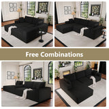 108”Modular Sectional Sofa, 4 Seat Cloud Sectional Couch for living Room with Deep Seat, Modern L-Shape Couch with Oversized Chaise, Upholstered Couches with Waist Pillows, No Assembly Required(Black) B.Sauraseng
