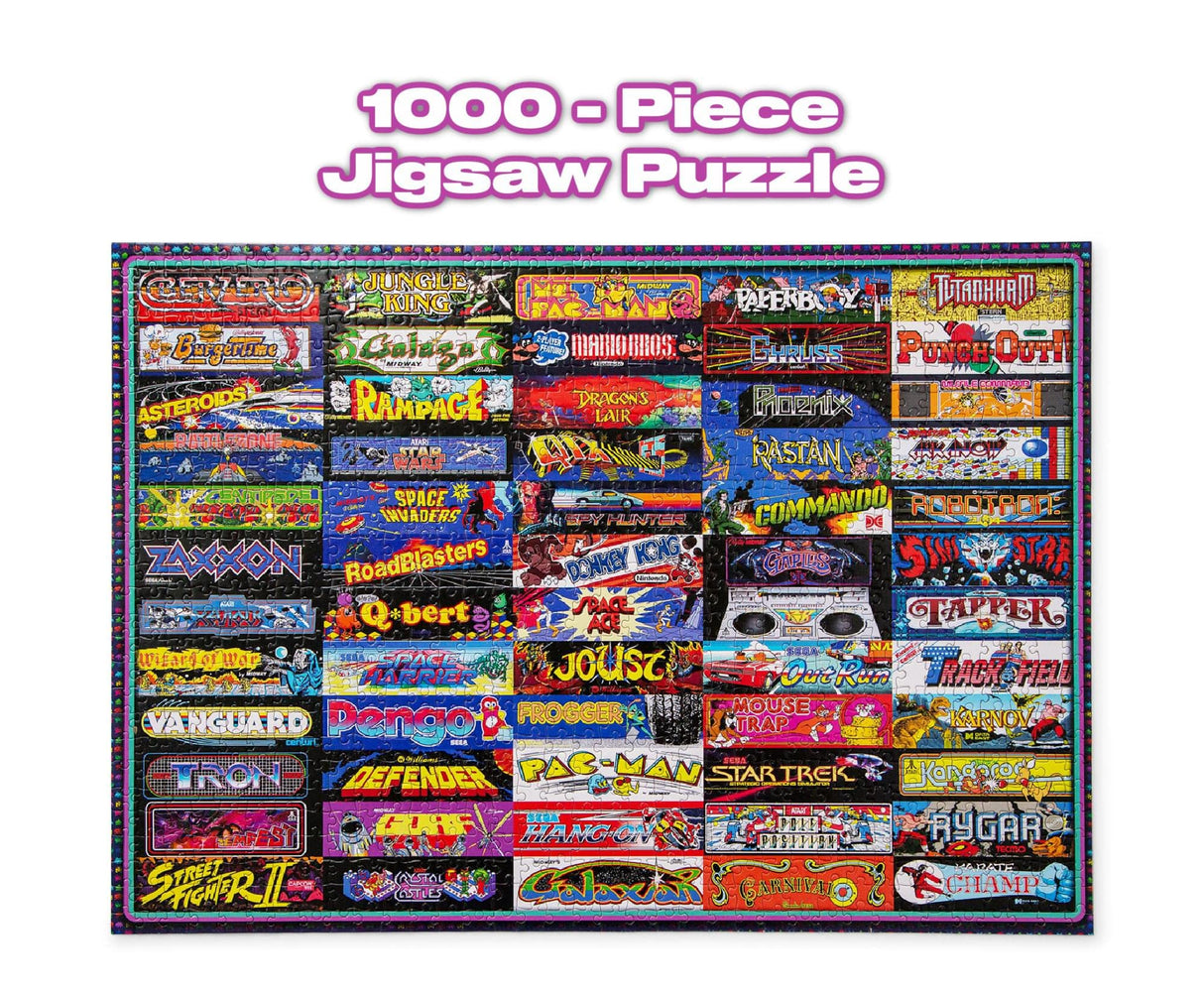 Arcadeageddon! Retro Arcade Game Collage Puzzle for Adults and Kids | Difficult 1000 Piece Jigsaw Puzzle, '80s Toys & Games | Interactive Brain Teaser, Fun Quarantine Gifts | 28 x 20 Inches Toynk