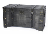 Vintiquewise Distressed Black Medium Wooden Storage Trunk Vintiquewise