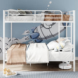 Merax Full Over Full Metal Bunk Bed with Ladder and high Guardrail, Able to Split, Storage Space, No Box Spring Needed, Noise Free, White Merax