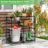 ThreeHio Potting Bench Table, Outdoor Plant Stand Table with Storage, Garden Tools Organizer Shelf Work Bench Station for Backyard, Patio, Balcony, Greenhouse ThreeHio