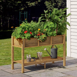 DWVO 48x18x30in Raised Garden Bed, Poly Wood Planter Box Stand,Weather Resistant Planter Box with Legs & Storage Shelf, Elevated Garden Bed for Backyard, Patio, Balcony,Brown DWVO
