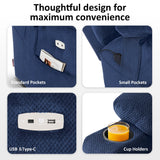 MCombo Large Triple Motor Power Lift Recliner Chair with Massage and Dual Heating, Adjustable Headrest for Tall Elderly People, Fabric 7634 (Navy Blue, Large) MCombo