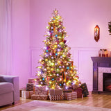 Yaheetech 6ft Pre-Lit Aspen Christmas Tree with 350 Multicolored LED Lights, 1576 PE & PVC Branch Tips, 9 Light Modes Lighted Artifical Noble Fir, Holiday Décor, Foldable Metal Stand Yaheetech