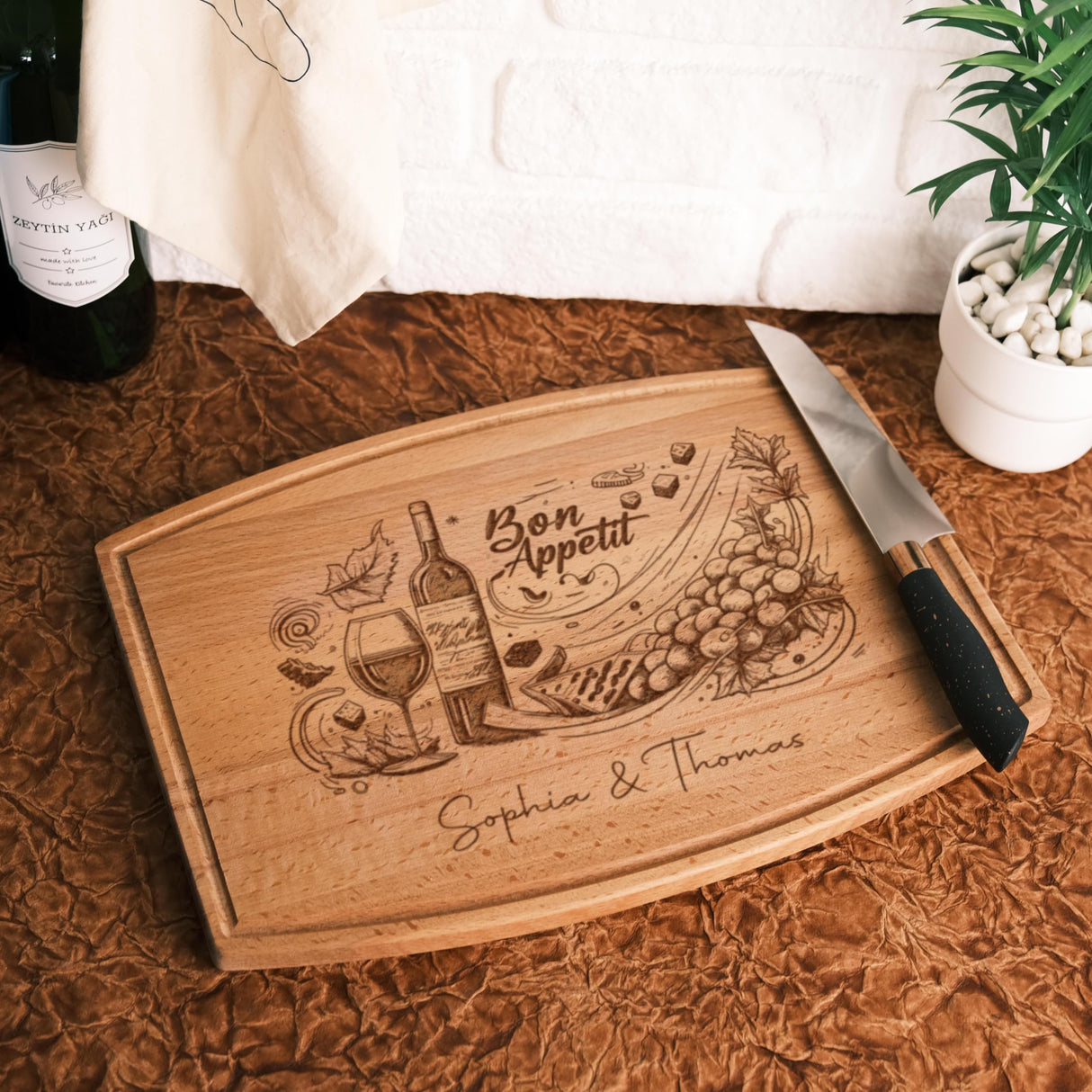 TRENDSHOPIC Personalized Cutting Board For Any Occasion, Bamboo and Mapple Wood Cutting Board for Kitchen, New Home Gift Ideas - Unique House Warming Presents, Perfect Anniversary Gifts for Women TRENDSHOPIC