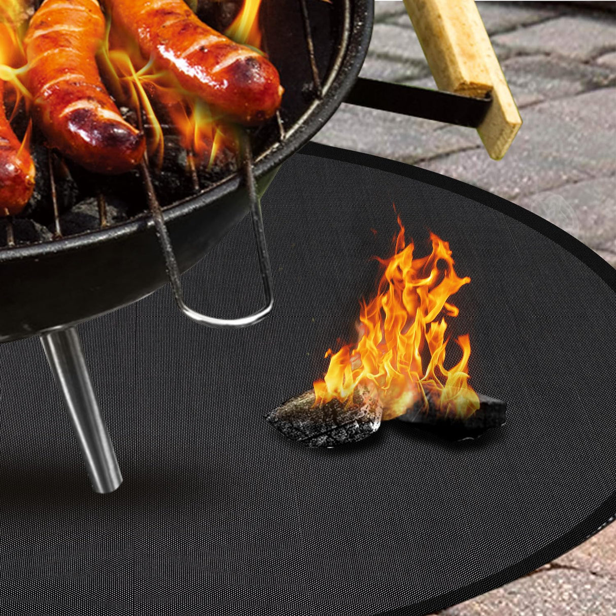 Fire Pit Mat 24'', Fireproof Mat, Deck Protector, Fire Pit Accessories, Burn Barrel, Under Grill Mat, BBQ Mat, Patio Shield, Fire Retardant Base Pad for Outdoors Hodufy
